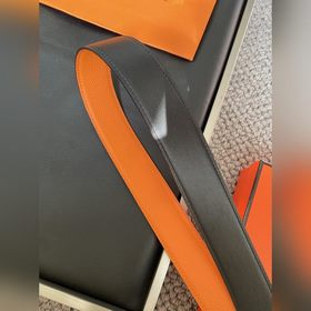Двусторонний пояс Hermès Box/Togo из телячьей кожи с палевой пряж