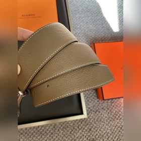 Двусторонний пояс Hermès Box/Togo из телячьей кожи с палевой пряж
