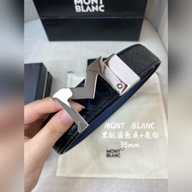 Montblanc, ширина 3,5 см, изготовлен из кожи первого слоя с тисне