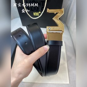 Montblanc, ширина 3,5 см, изготовлен из кожи верхнего слоя, с изы