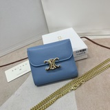 CELINE Кожаный кошелек с клапаном из гладкой кожи ягненка с блестящей поверхност