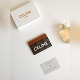 Сумка для карт CELINE с принтом, покрытая тканью, с отделкой из натуральной кожи