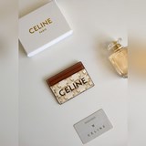 Сумка для карт CELINE с принтом, покрытая тканью, с отделкой из натуральной кожи
