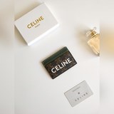 Сумка для карт CELINE с принтом, покрытая тканью, с отделкой из натуральной кожи