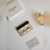 Сумка для карт CELINE с принтом, покрытая тканью, с отделкой из натуральной кожи