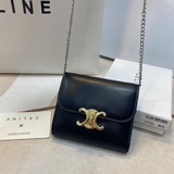 CELINE Кожаный кошелек с клапаном из гладкой кожи ягненка с блестящей поверхност