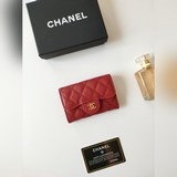 Классический чехол для карт Chanel. Импортная овечья кожа и кожа цвета икры, кош