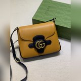 [Роза] [Роза] Новая сумка GG, лаконичная сумка-почтальон с двойным G, регулируем