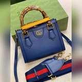 Новая сумка Gucci «Aria-Fashion Aria» из серии «Bamboo» в темно-синем цвете с ре