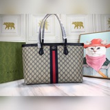 GUCCI Сумка для покупок G Ophidia, коричневая кожа в сочетании с водонепроницаем