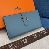Hermes Original Empson Palm Print Womens New Solid Color Leather Wallet with Zip