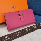 Hermes Original Empson Palm Print Womens New Solid Color Leather Wallet with Zip