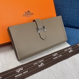 Hermes Original Empson Palm Print Womens New Solid Color Leather Wallet with Zip