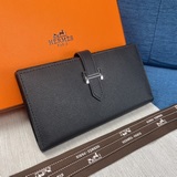 Hermes Original Empson Palm Print Womens New Solid Color Leather Wallet with Ver
