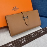 Hermes Original Empson Palm Print Womens New Solid Color Leather Wallet with Ver