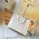 m46070 Белая сумка onthego с цветной печатью, выполненная из материала monogram 