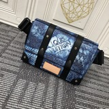 n50061 57952 Blue Grid Grey Grid Мужская сумка-почтальон серии Trunk, одноплечев