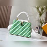 m59878 Белая плетеная сумка Capucines, маленькая, из французской телячьей кожи, 