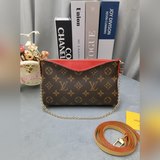 M41638 PALLS CLUTH Сумка Монограмма на парусине в сочетании с мягкой кожей с зер