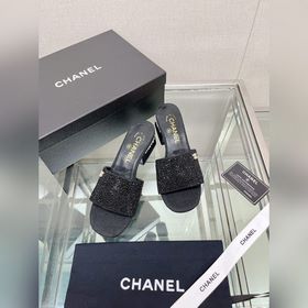 Chanel23Ss Сандалии на толстом каблуке с перламутровой поверхност