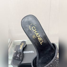 Chanel23Ss Сандалии на толстом каблуке с перламутровой поверхност