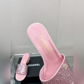 Chanel 23Ss Сандалии на толстом каблуке с перламутровой поверхнос