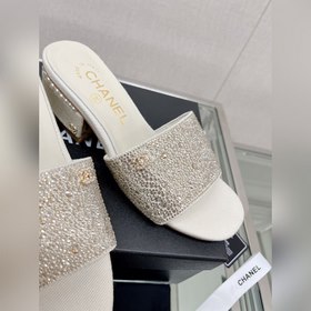 Chanel23Ss Сандалии на толстом каблуке с перламутровой поверхност