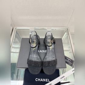Chanel 23Ss Сандалии на толстом каблуке с перламутровой поверхнос