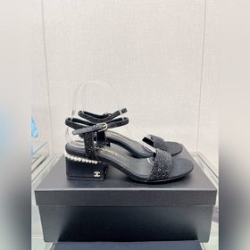 Chanel 23Ss Сандалии на толстом каблуке с перламутровой поверхнос