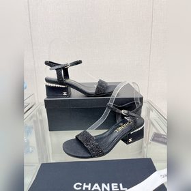 Chanel 23Ss Сандалии на толстом каблуке с перламутровой поверхнос