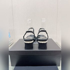 Chanel 23Ss Сандалии на толстом каблуке с перламутровой поверхнос