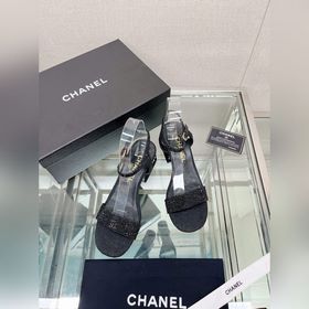 Chanel 23Ss Сандалии на толстом каблуке с перламутровой поверхнос