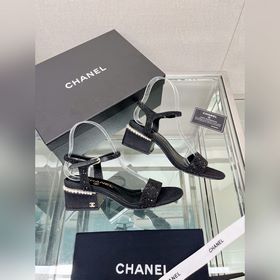 Chanel 23Ss Сандалии на толстом каблуке с перламутровой поверхнос