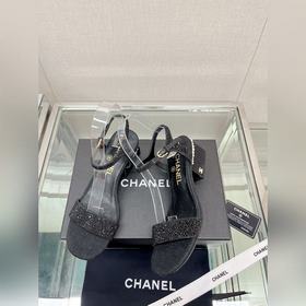 Chanel 23Ss Сандалии на толстом каблуке с перламутровой поверхнос