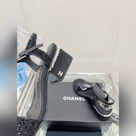 Chanel 23Ss Сандалии на толстом каблуке с перламутровой поверхнос