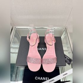 Chanel 23Ss Сандалии на толстом каблуке с перламутровой поверхнос