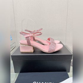 Chanel 23Ss Сандалии на толстом каблуке с перламутровой поверхнос