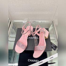 Chanel 23Ss Сандалии на толстом каблуке с перламутровой поверхнос