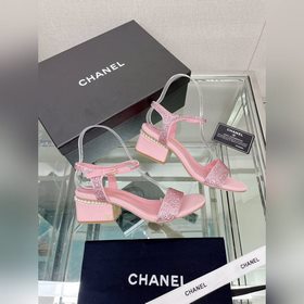 Chanel 23Ss Сандалии на толстом каблуке с перламутровой поверхнос