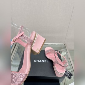 Chanel 23Ss Сандалии на толстом каблуке с перламутровой поверхнос