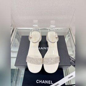 Chanel 23Ss Сандалии на толстом каблуке с перламутровой поверхнос