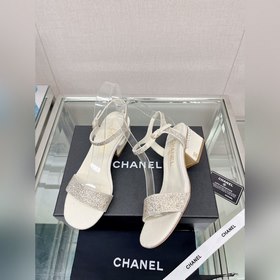 Chanel 23Ss Сандалии на толстом каблуке с перламутровой поверхнос
