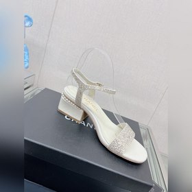 Chanel 23Ss Сандалии на толстом каблуке с перламутровой поверхнос