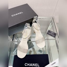 Chanel 23Ss Сандалии на толстом каблуке с перламутровой поверхнос