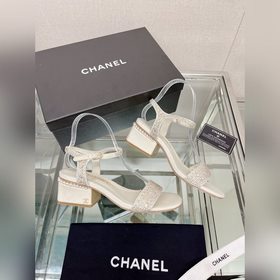 Chanel 23Ss Сандалии на толстом каблуке с перламутровой поверхнос