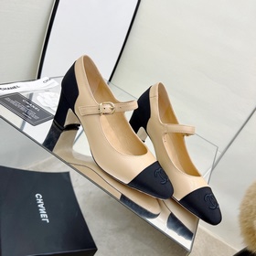 CHANEL / Туфли на толстом каблуке в стиле Мэри Джейн для ранней в