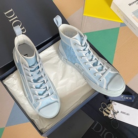 Высококачественная версия высоких кроссовок CD с застежкой Dior B