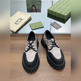 Gucci на толстой подошве [розовый] GG шнурованные туфли для пар,