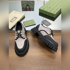 Gucci на толстой подошве [розовый] GG шнурованные туфли для пар, 