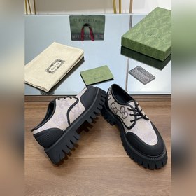 Gucci на толстой подошве [розовый] GG шнурованные туфли для пар, 
